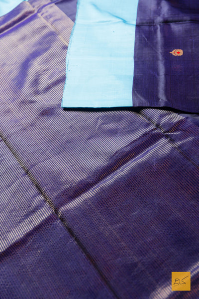 Maheshwari- Navy Blue Chanderi Pure Silk Handwoven Saree