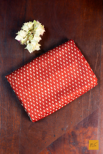 Gauthami- Brick Red Maheshwari Mulberry Silk Bagh Print Handwoven Saree