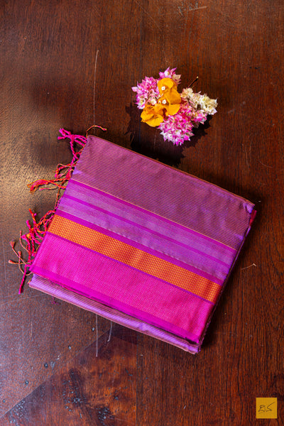 Samiksha- Purple Maheshwari Pure Silk Handwoven Saree