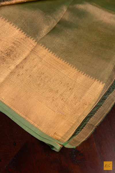 Green Banarasi Tissue Organza Handwoven Saree