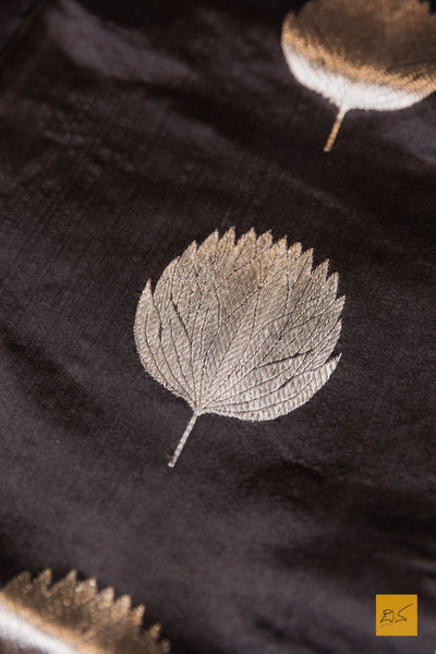 Manonmani- Black Chanderi Pure Silk Handwoven Saree