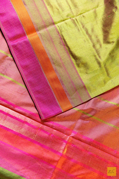 Vishakha- Green Maheshwari Pure Silk Handwoven Saree