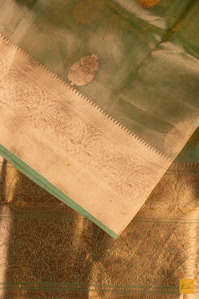 Green Banarasi Tissue Organza Handwoven Saree