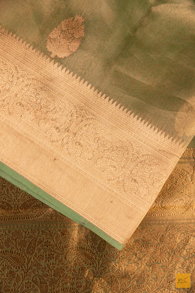 Green Banarasi Tissue Organza Handwoven Saree