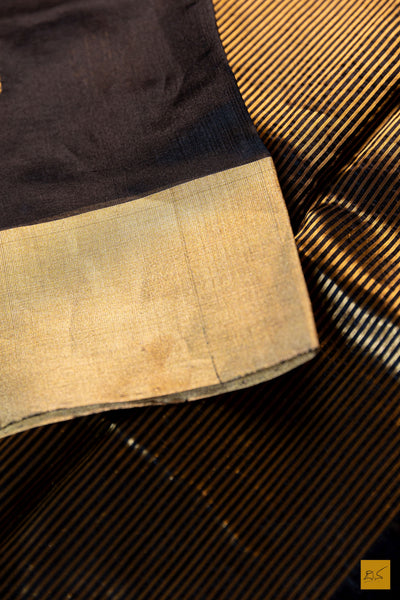 Priyankari- Black Chanderi Pure Silk Handwoven Saree