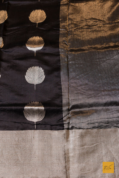 Manonmani- Black Chanderi Pure Silk Handwoven Saree