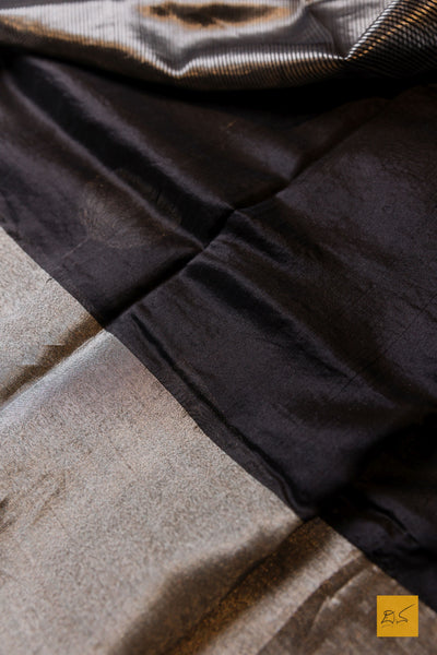Manonmani- Black Chanderi Pure Silk Handwoven Saree