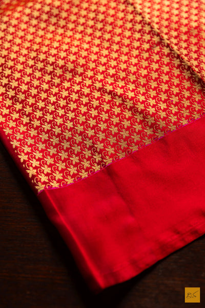 Rajani- Red Banarasi Satin Silk Handwoven Saree