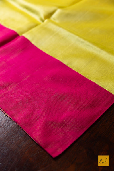 Mahasana- Yellow Chanderi Pure Silk Handwoven Saree