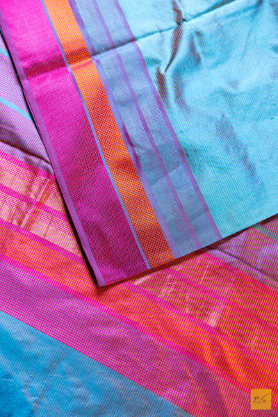 Prajaktha- Blue Maheshwari Pure Silk Handwoven Saree