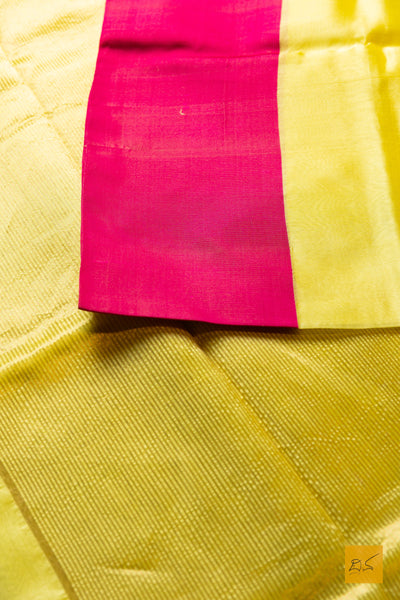 Mahasana- Yellow Chanderi Pure Silk Handwoven Saree