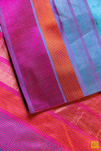 Prajaktha- Blue Maheshwari Pure Silk Handwoven Saree