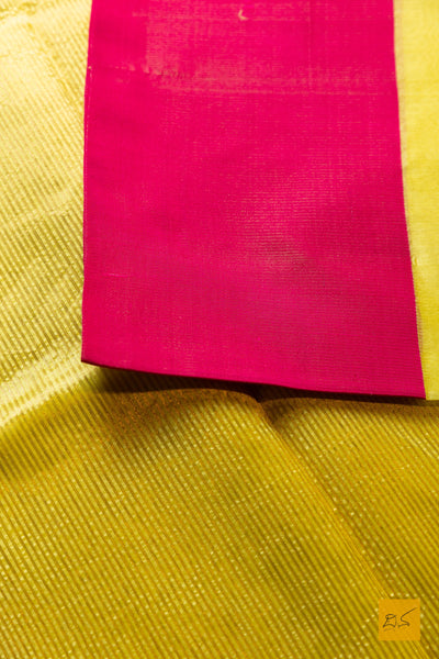 Mahasana- Yellow Chanderi Pure Silk Handwoven Saree