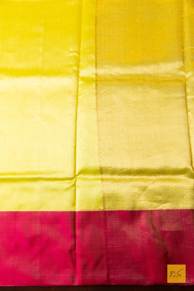 Mahasana- Yellow Chanderi Pure Silk Handwoven Saree