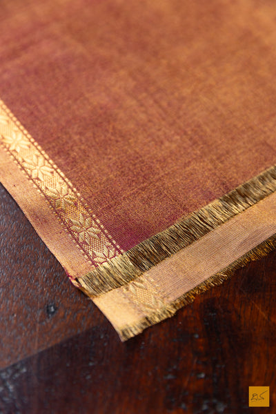 Suroopa- Pink Tissue Maheshwari Silk Cotton Handwoven Saree
