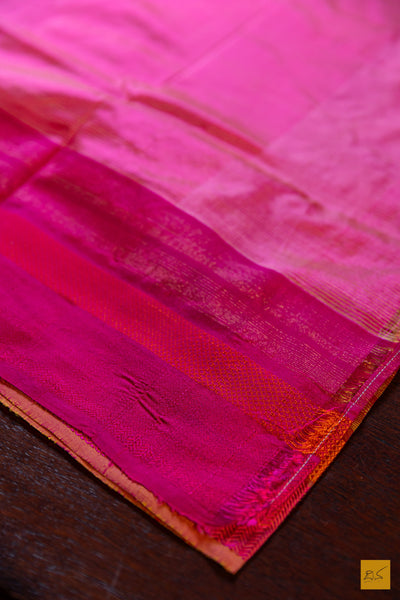 Tanvi - Yellow Maheshwari Pure Silk Handwoven Saree