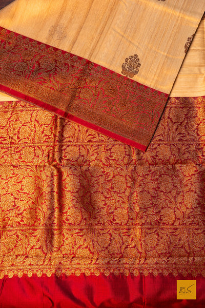 Dhruva- Off White Banarasi Tussar Silk Handwoven Saree