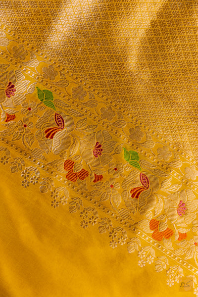 Peach Banarasi Organza Handwoven Saree