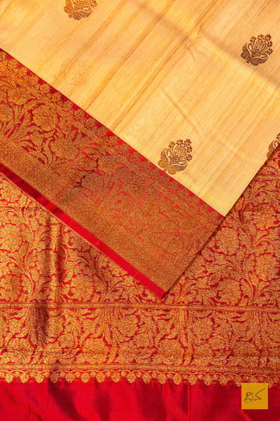 Dhruva- Off White Banarasi Tussar Silk Handwoven Saree