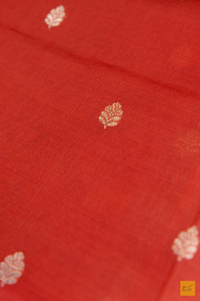 Peach Banarasi Organza Handwoven Saree