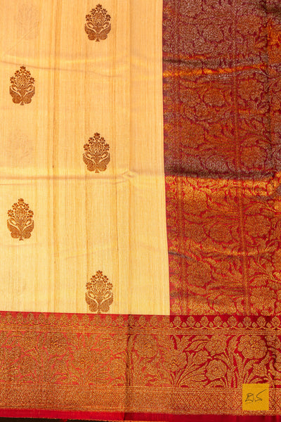 Dhruva- Off White Banarasi Tussar Silk Handwoven Saree