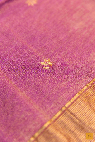 Suroopa- Pink Tissue Maheshwari Silk Cotton Handwoven Saree