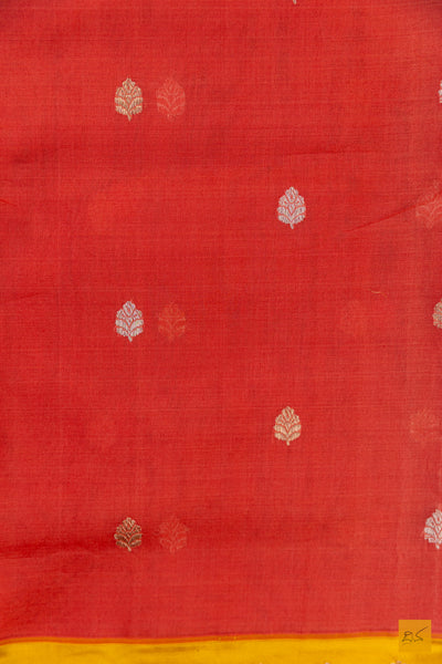 Peach Banarasi Organza Handwoven Saree