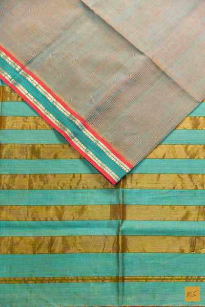 Rashmi- Green Maheshwari Silk Cotton Handwoven Saree