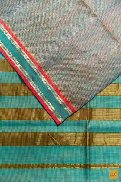 Rashmi- Green Maheshwari Silk Cotton Handwoven Saree