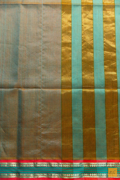 Rashmi- Green Maheshwari Silk Cotton Handwoven Saree