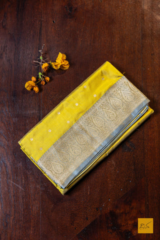Kanthimathi - Yellow Banarasi Katan Silk Handwoven Saree