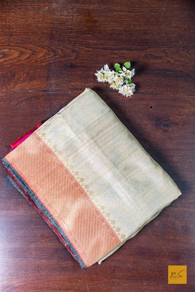 Royal Blue and Off White Banarasi Silk Handwoven Saree