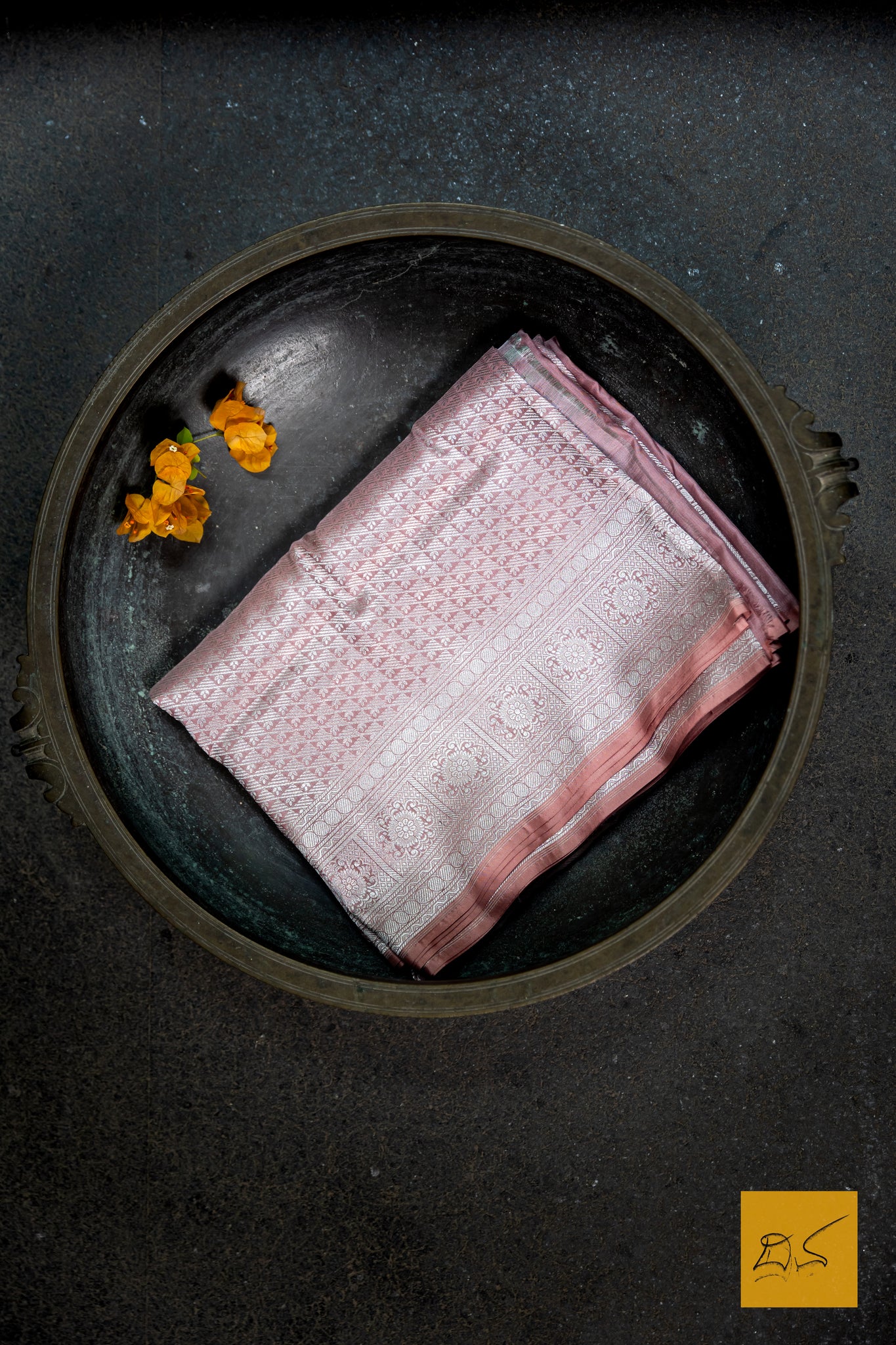 Crepe Pink Brocade Banarasi Katan Silk Saree