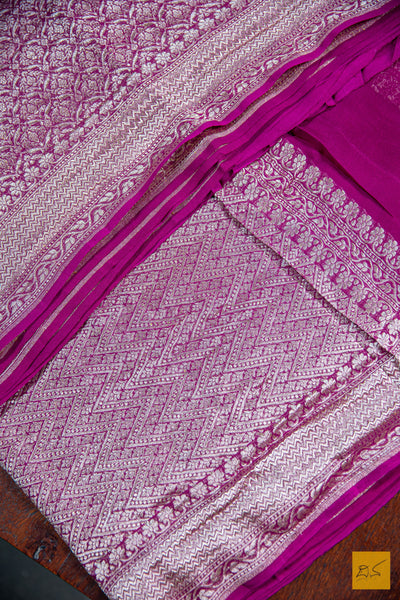 Purple Brocade Banarasi Georgette Saree