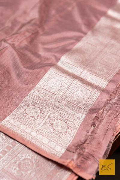 Crepe Pink Brocade Banarasi Katan Silk Saree