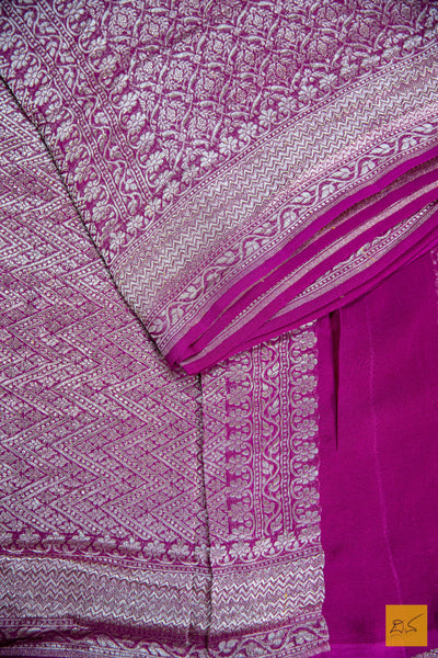 Purple Brocade Banarasi Georgette Saree