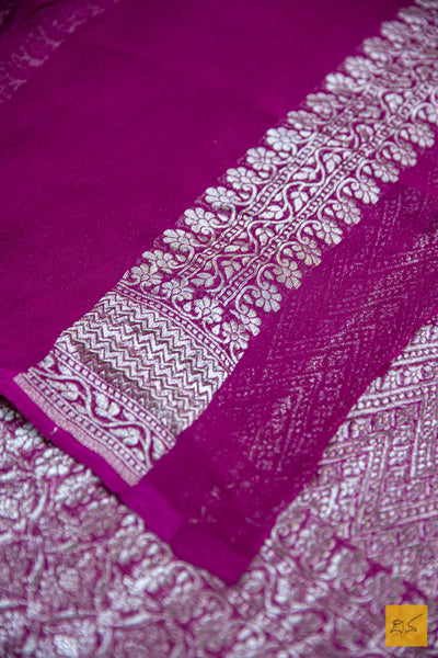 Purple Brocade Banarasi Georgette Saree