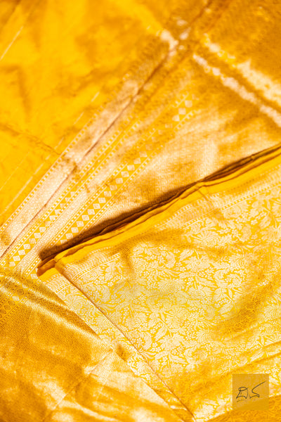 Tvishimathi- Yellow Banarasi Tissue Katan Silk Handwoven Saree