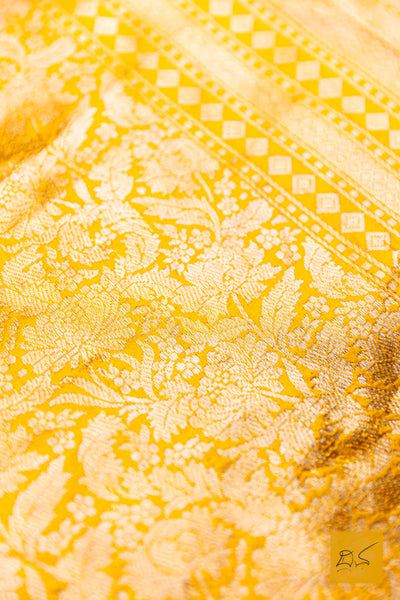 Tvishimathi- Yellow Banarasi Tissue Katan Silk Handwoven Saree