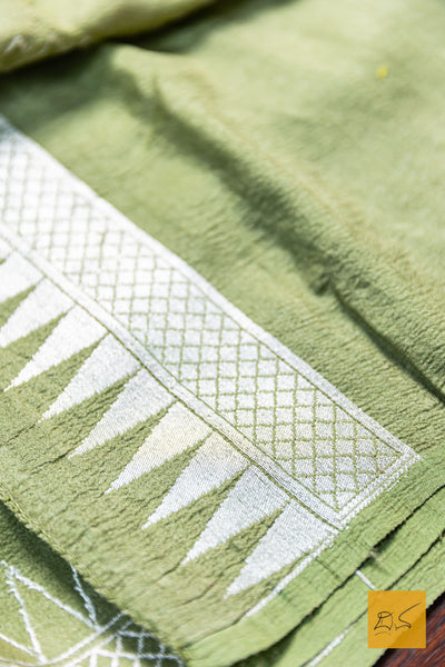 Pushpa- Green Banarasi Tussar Georgette Saree