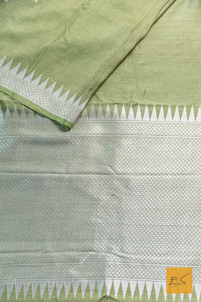 Pushpa- Green Banarasi Tussar Georgette Saree