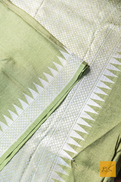 Pushpa- Green Banarasi Tussar Georgette Saree