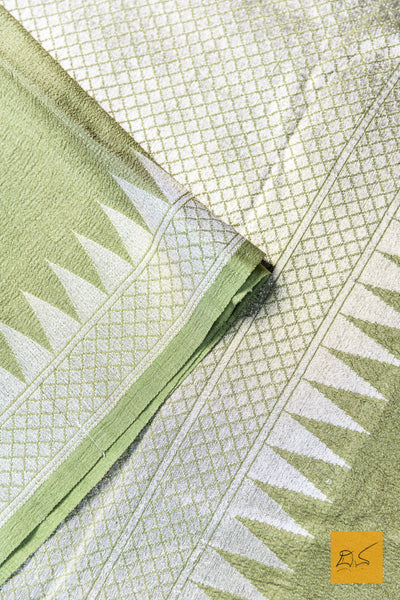 Pushpa- Green Banarasi Tussar Georgette Saree