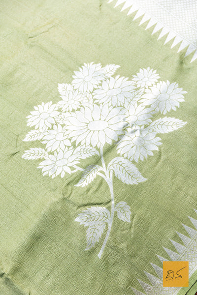 Pushpa- Green Banarasi Tussar Georgette Saree
