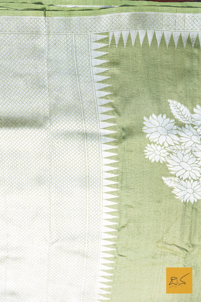 Pushpa- Green Banarasi Tussar Georgette Saree