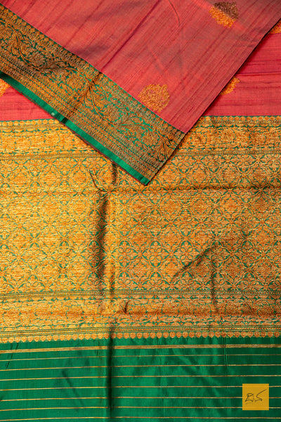 Prakarshitha- Pink Banarasi Tussar Silk Handwoven Saree