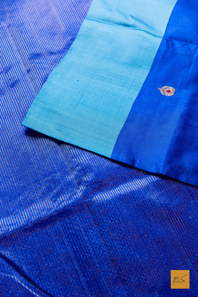 Mamatha- Blue Chanderi Pure Silk Handwoven Saree