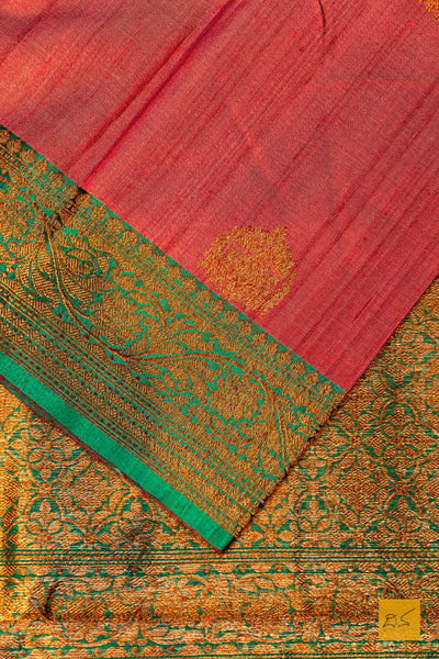 Prakarshitha- Pink Banarasi Tussar Silk Handwoven Saree