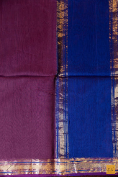Mallika- Purple-Blue Maheshwari Silk Cotton Handwoven Saree