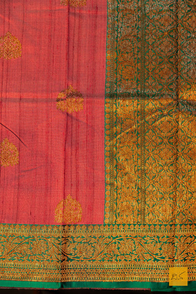 Prakarshitha- Pink Banarasi Tussar Silk Handwoven Saree